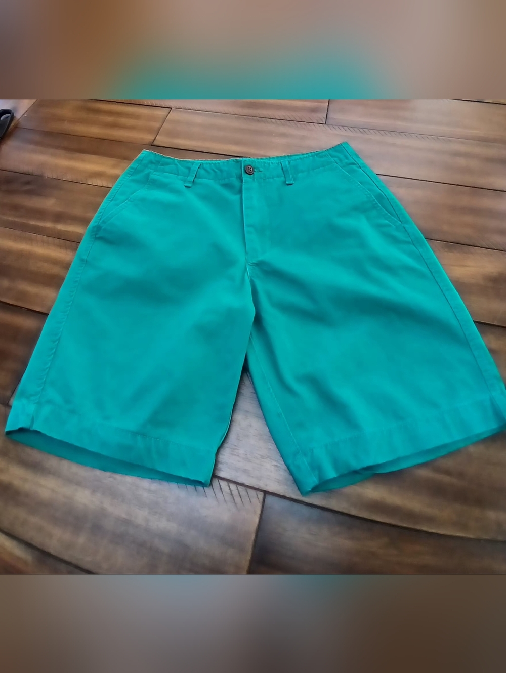 Aeropostale Men's Teal Flat-Front Cotton Shorts